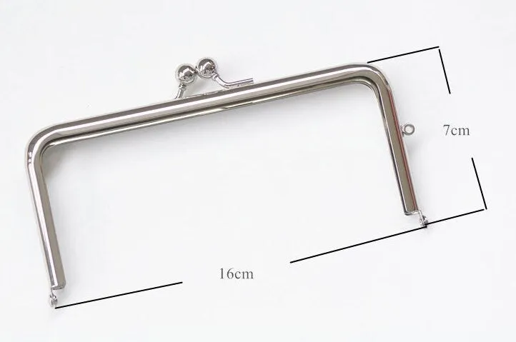 6" Silver Color Purse Frame Glue-In Style 16cm x 7cm