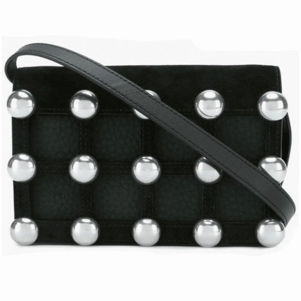 Alexander Wang Black suede Prisma biker crossbody wallet