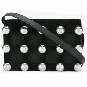 Alexander Wang Black suede Prisma biker crossbody wallet