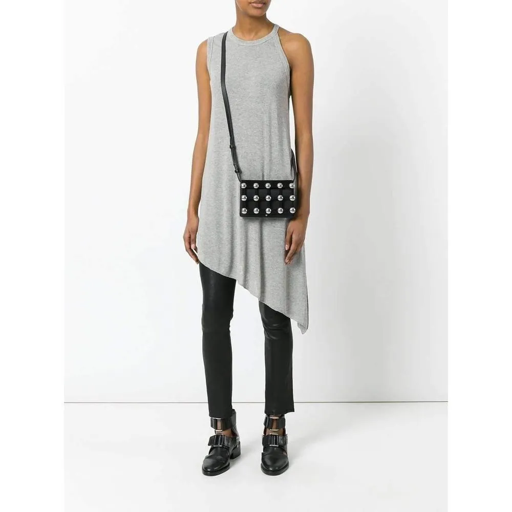 Alexander Wang Black suede Prisma biker crossbody wallet