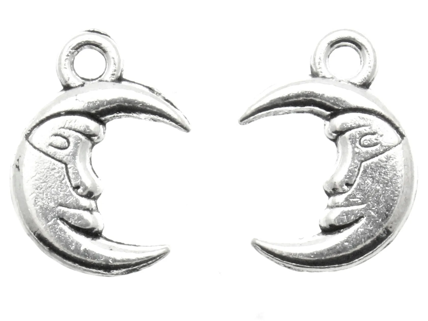 AVBeads Celestial Moon Smile Silver 16mm x 11mm Metal Charms 10pcs