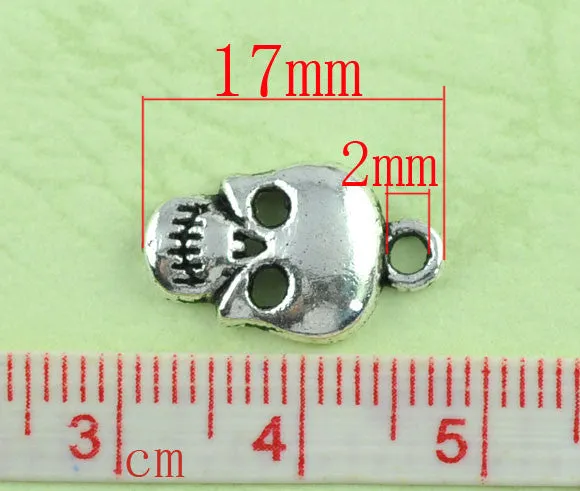 AVBeads Halloween Charms Skull Charms Silver 17mm x 10mm Metal Charms 10pcs