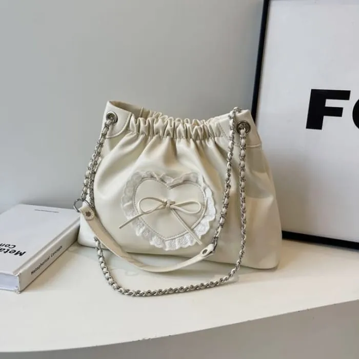 Bow Heart Chain Shoulder Bag