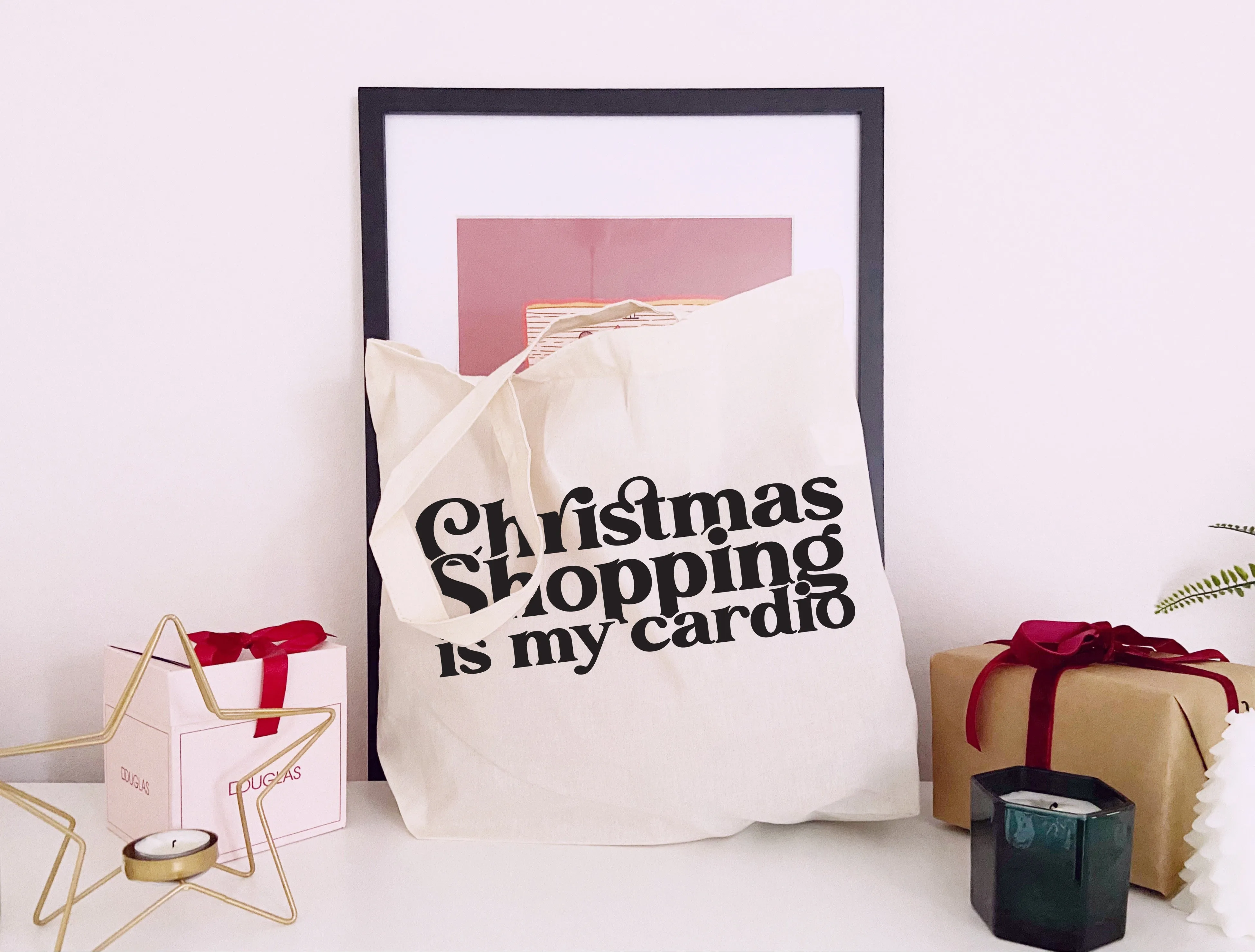 Christmas Shopping Is My Cardio - Large Canvas Tote Bag