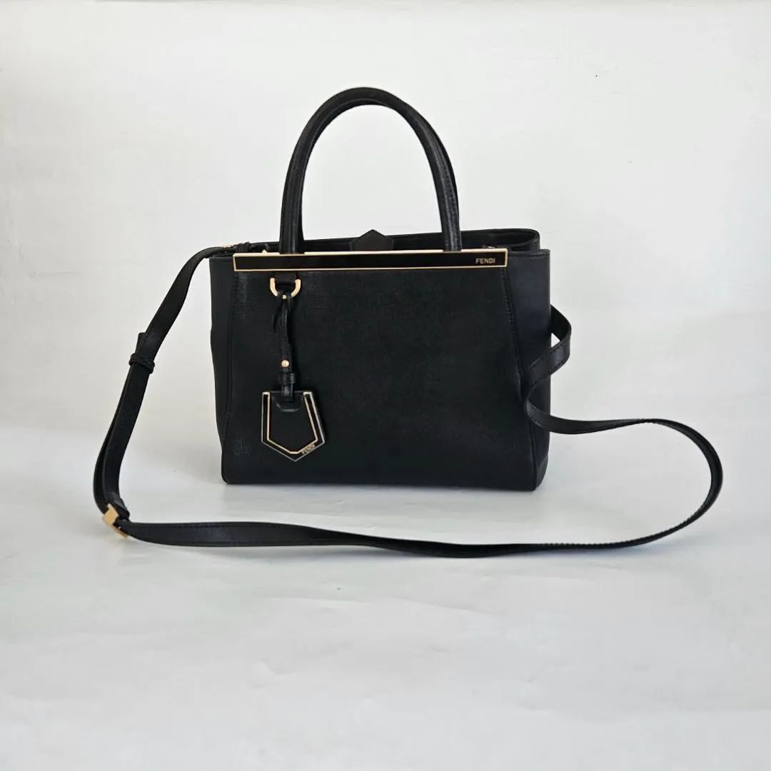 Fendi Black Leather Small 2Jours Tote