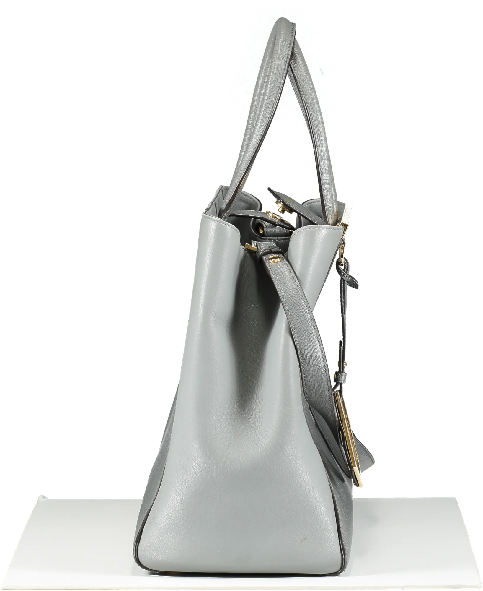Fendi Grey Saffiano/smooth Leather Petite 2jours Tote Bag
