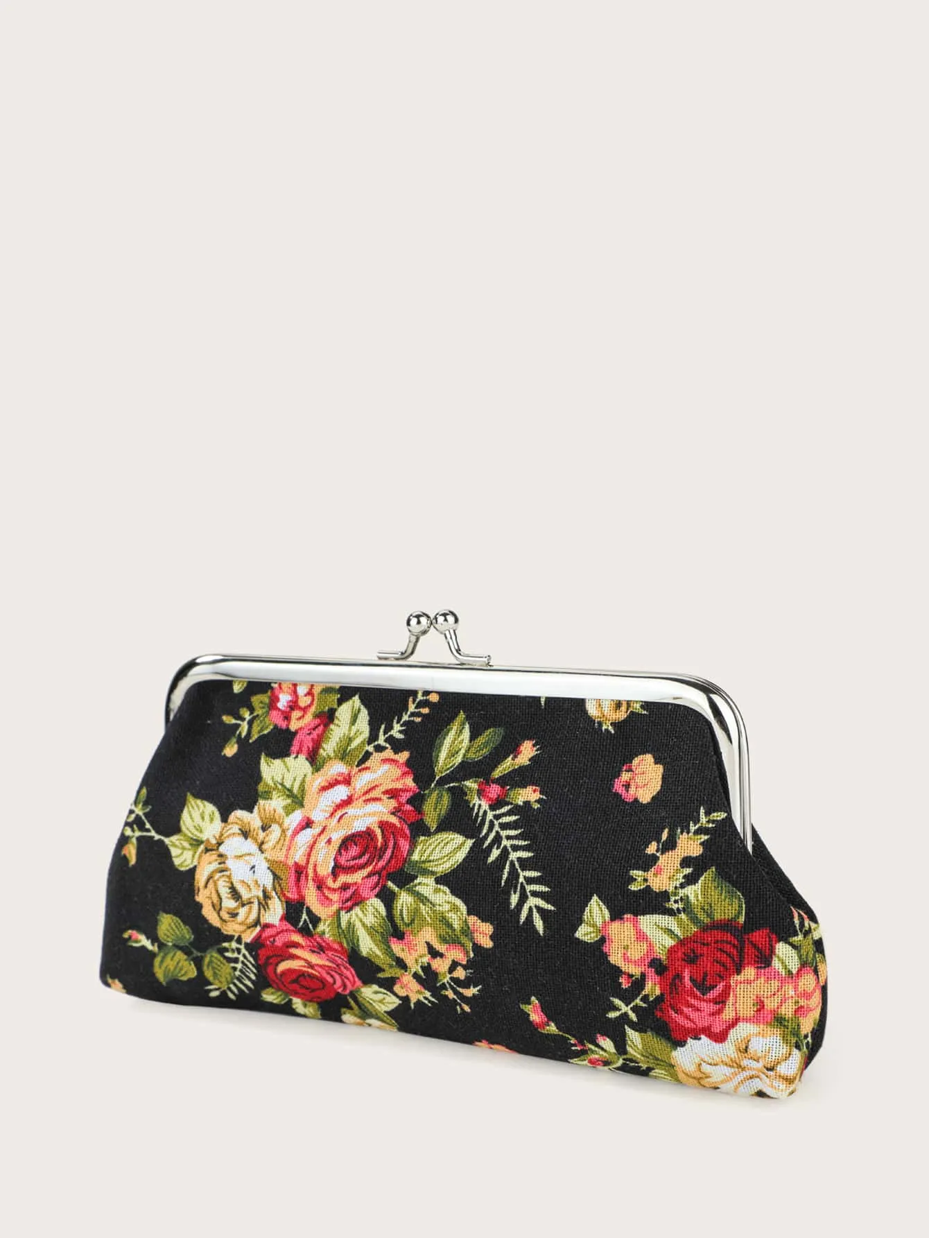 Floral Decor Kiss Lock Coin Purse Change Pouch Card Holder Coin Holder