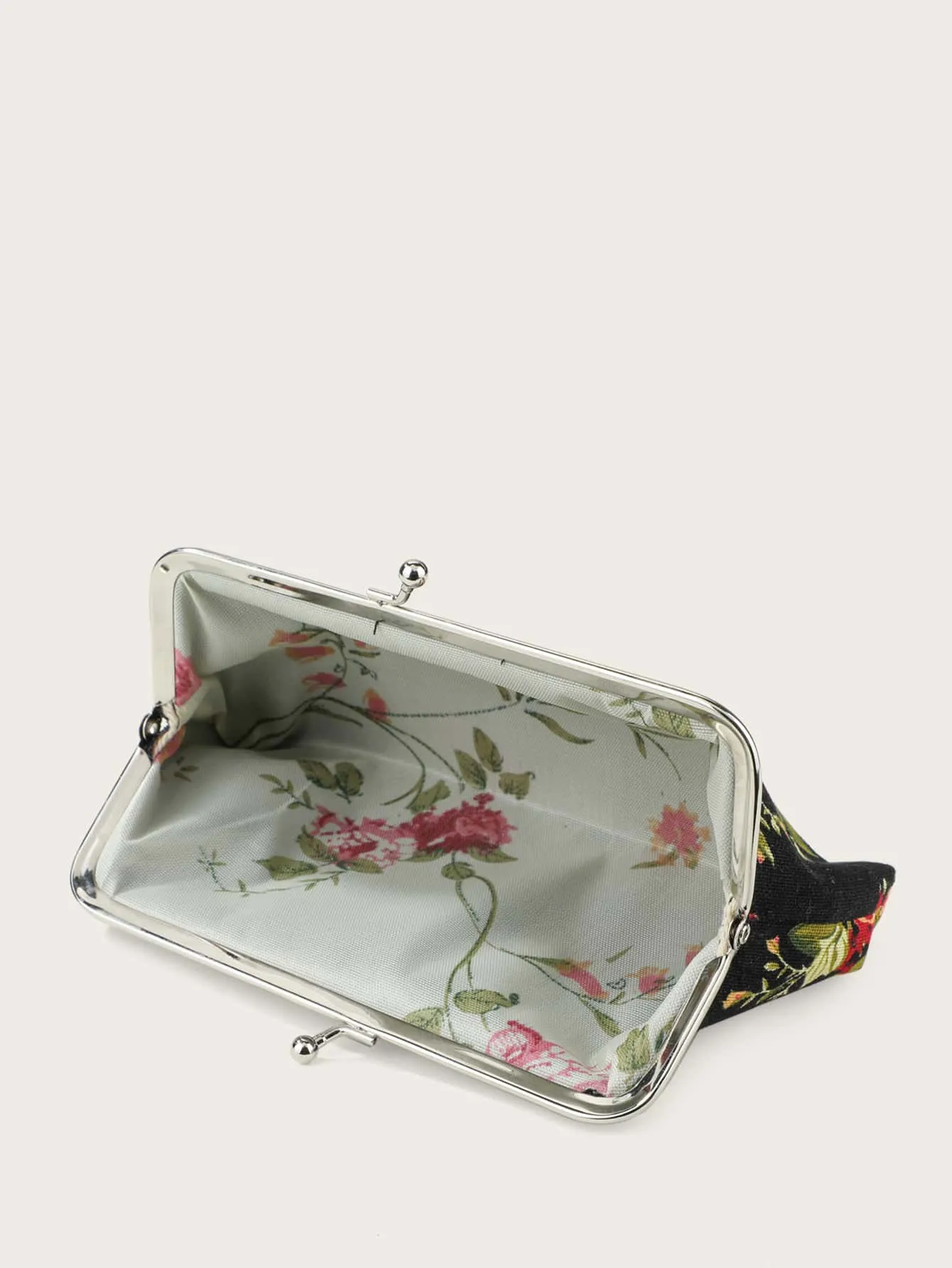 Floral Decor Kiss Lock Coin Purse Change Pouch Card Holder Coin Holder