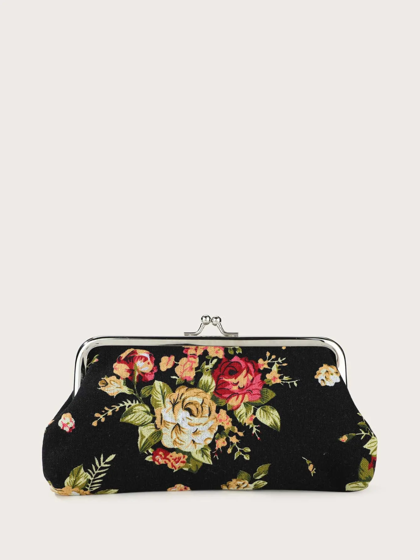 Floral Decor Kiss Lock Coin Purse Change Pouch Card Holder Coin Holder