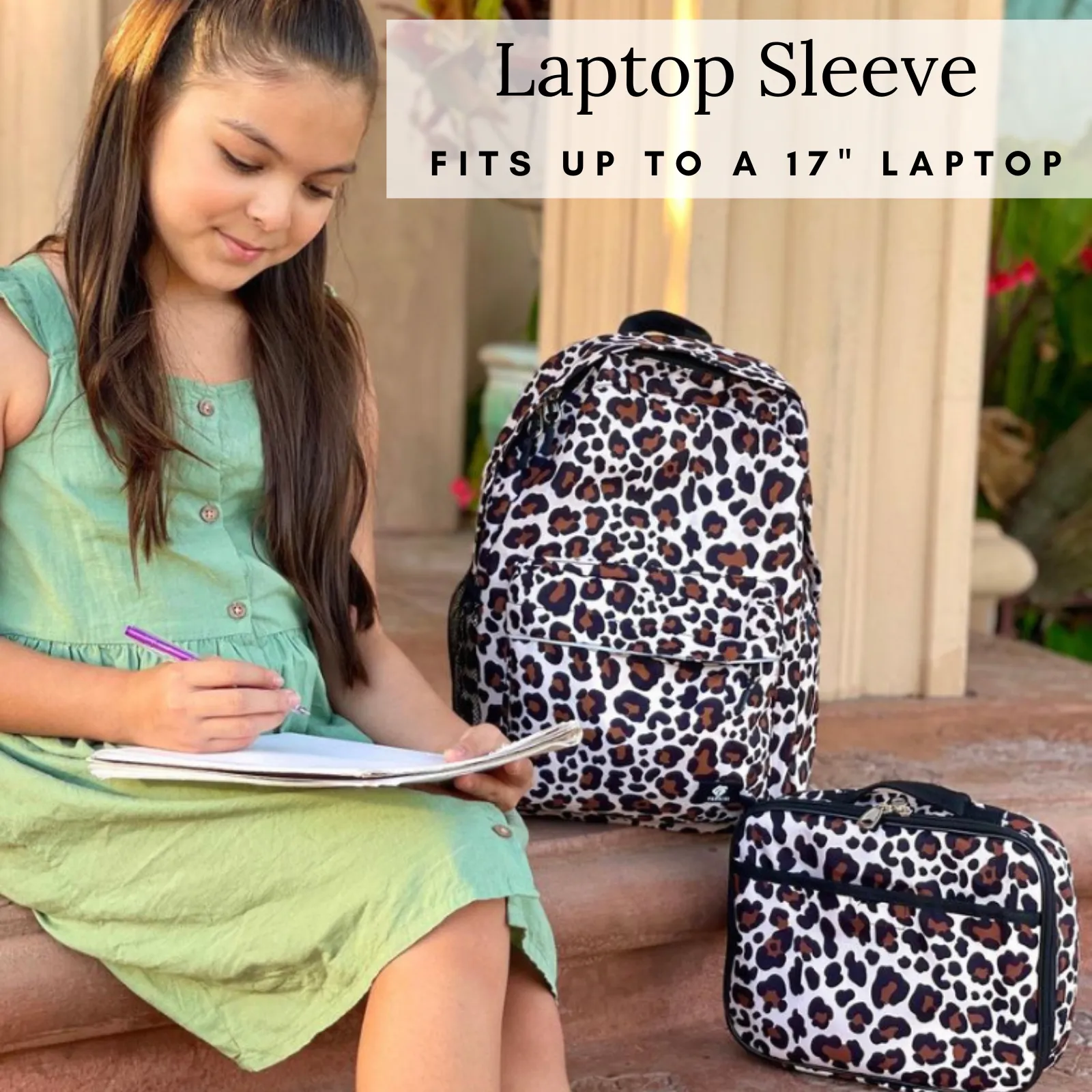 Girls Backpack and Lunch Box Set, Cheetah Print, Gives Back to Great Cause, 17 Inches