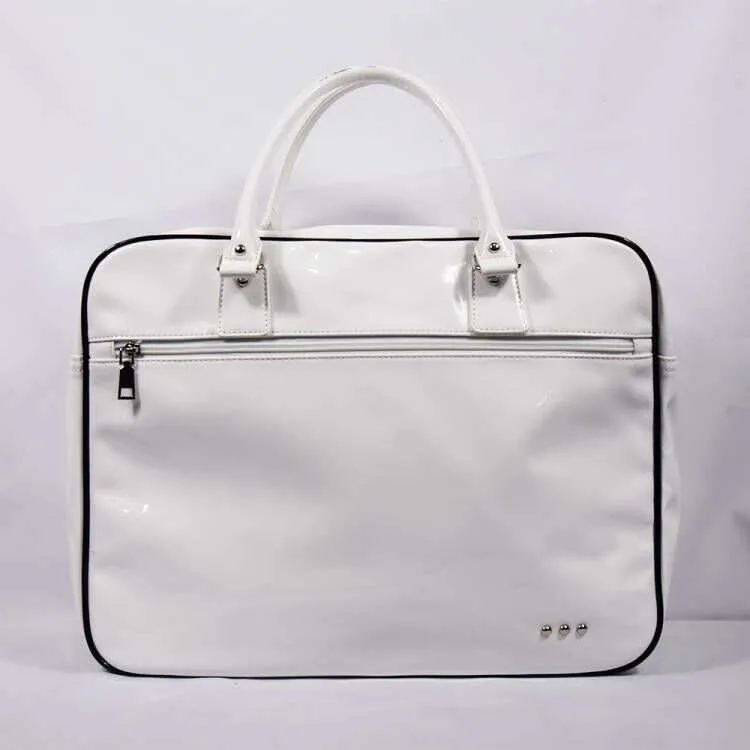 Hadley Patent Weekender Tote with Trolly Sleeve - Black