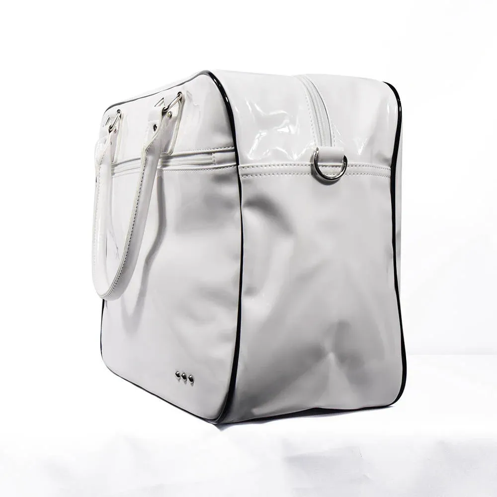 Hadley Patent Weekender Tote with Trolly Sleeve - Black