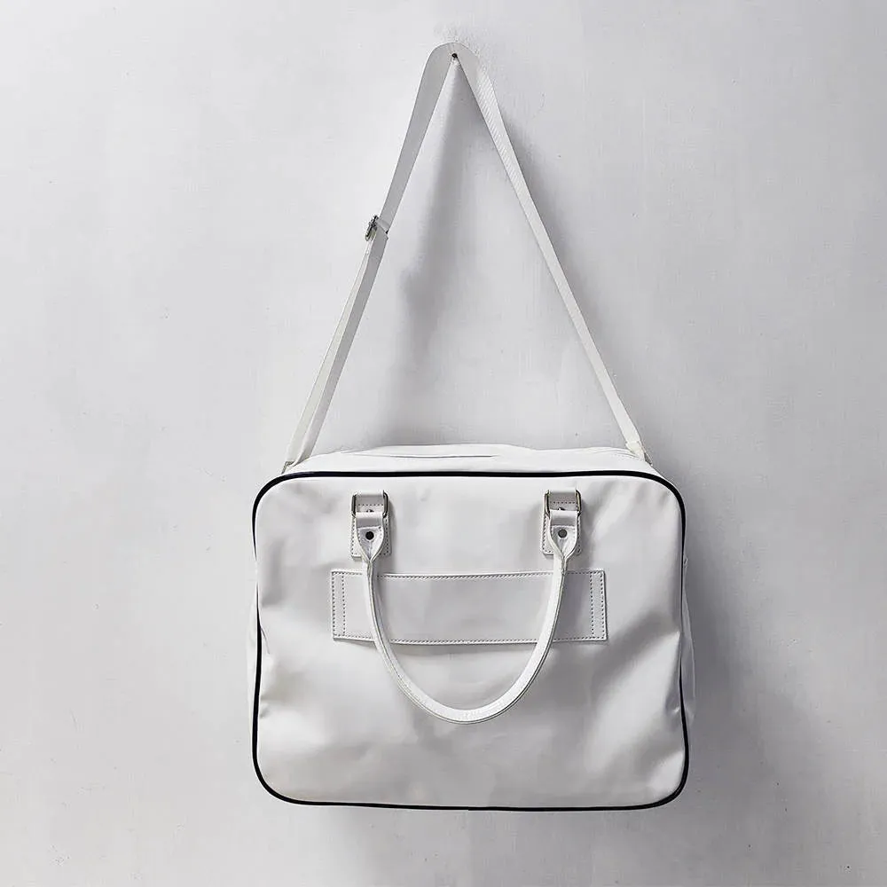 Hadley Patent Weekender Tote with Trolly Sleeve - Black