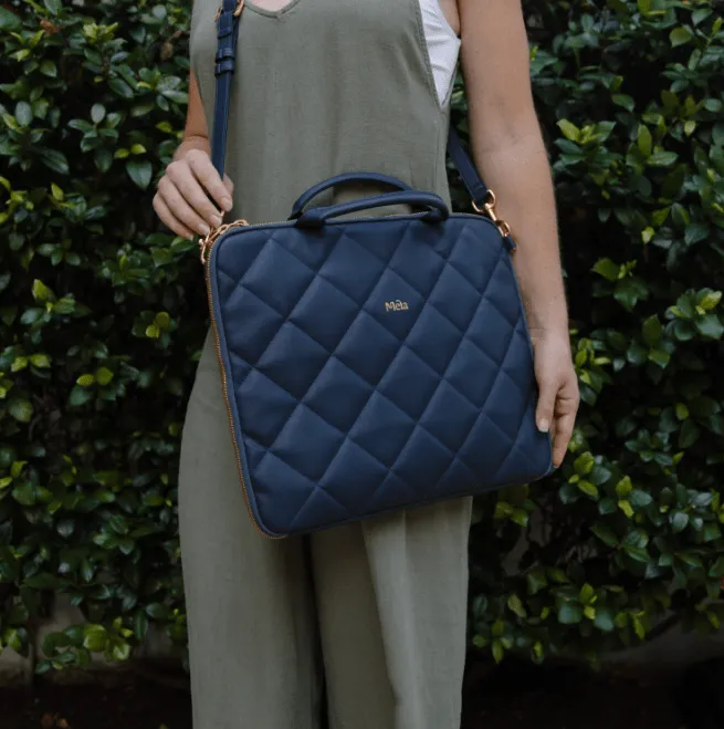 Hannah Apple Leather Vegan Laptop Case | Navy
