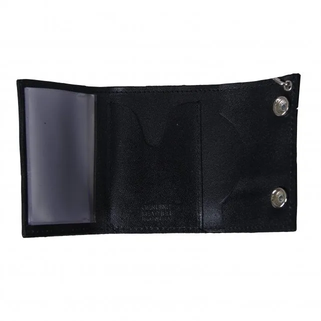 Hot Leathers Skull and Crossbones Leather Wallet w/ Chain American Made USA