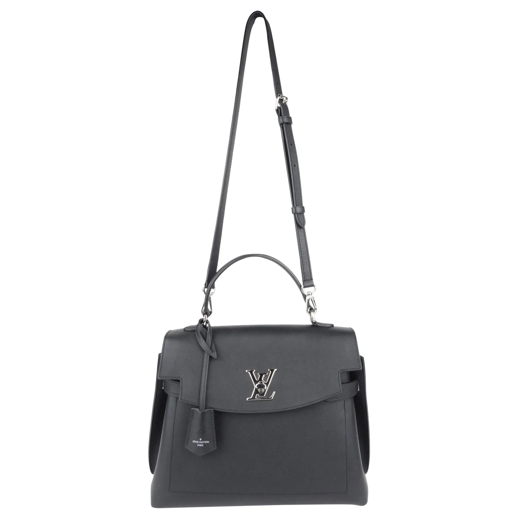 Louis Vuitton Black Grained Calfskin Leather Lockme Ever MM Two Way Top Handle Bag