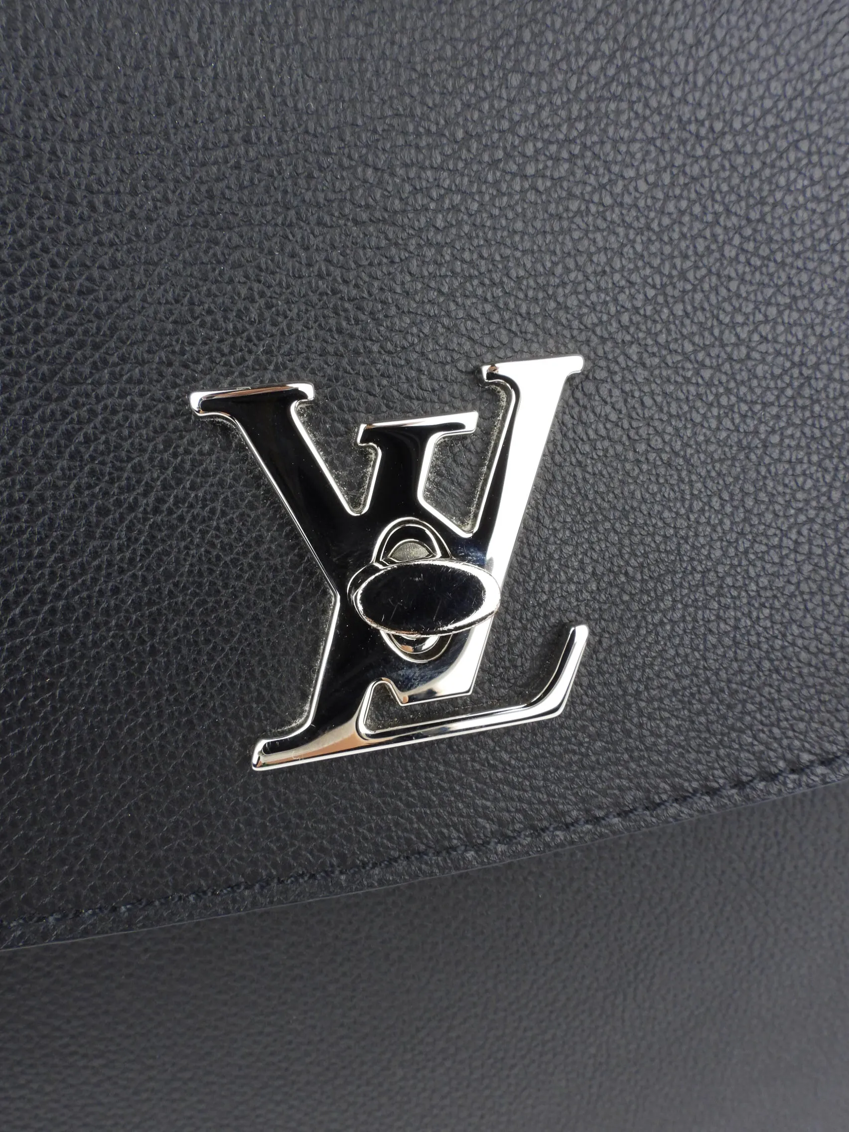 Louis Vuitton Black Grained Calfskin Leather Lockme Ever MM Two Way Top Handle Bag