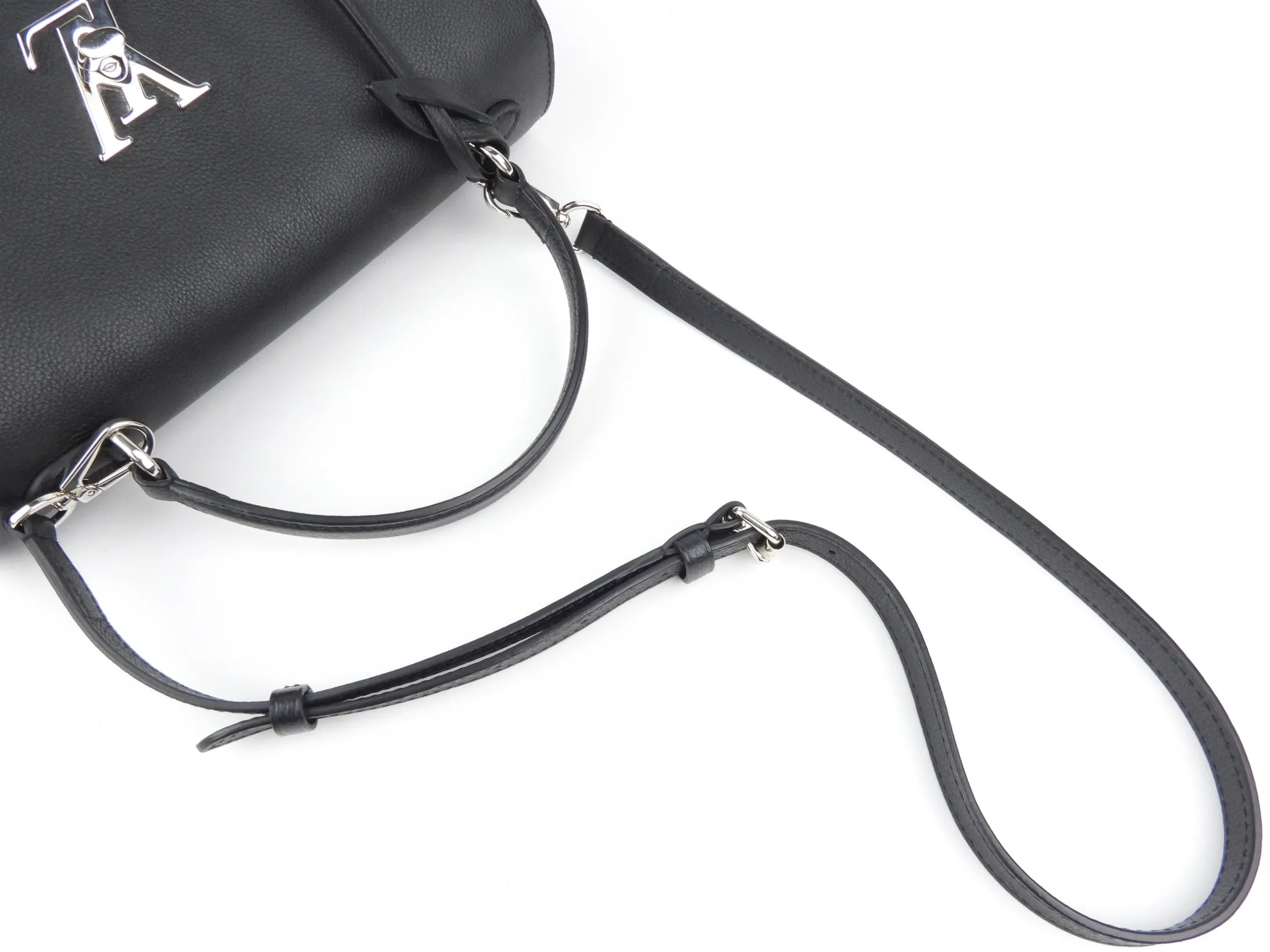 Louis Vuitton Black Grained Calfskin Leather Lockme Ever MM Two Way Top Handle Bag