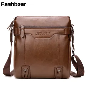 Men's Leather Briefcase Zipper Brown
