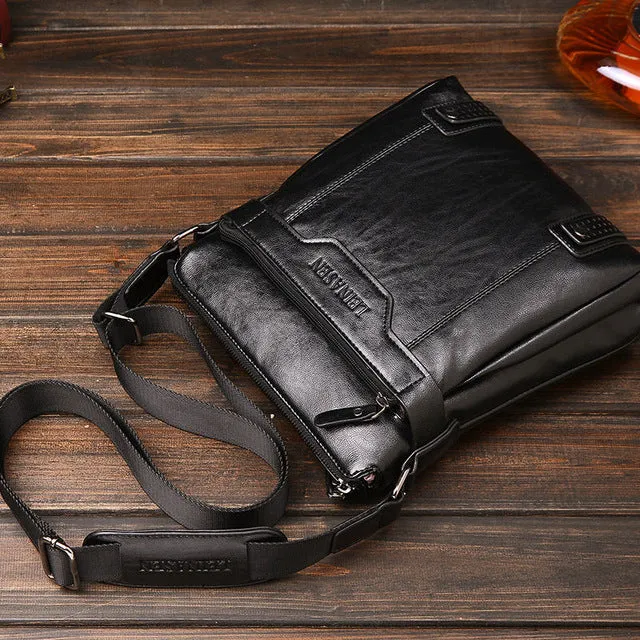Men's Leather Briefcase Zipper Brown
