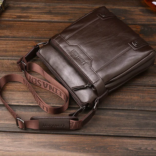 Men's Leather Briefcase Zipper Brown
