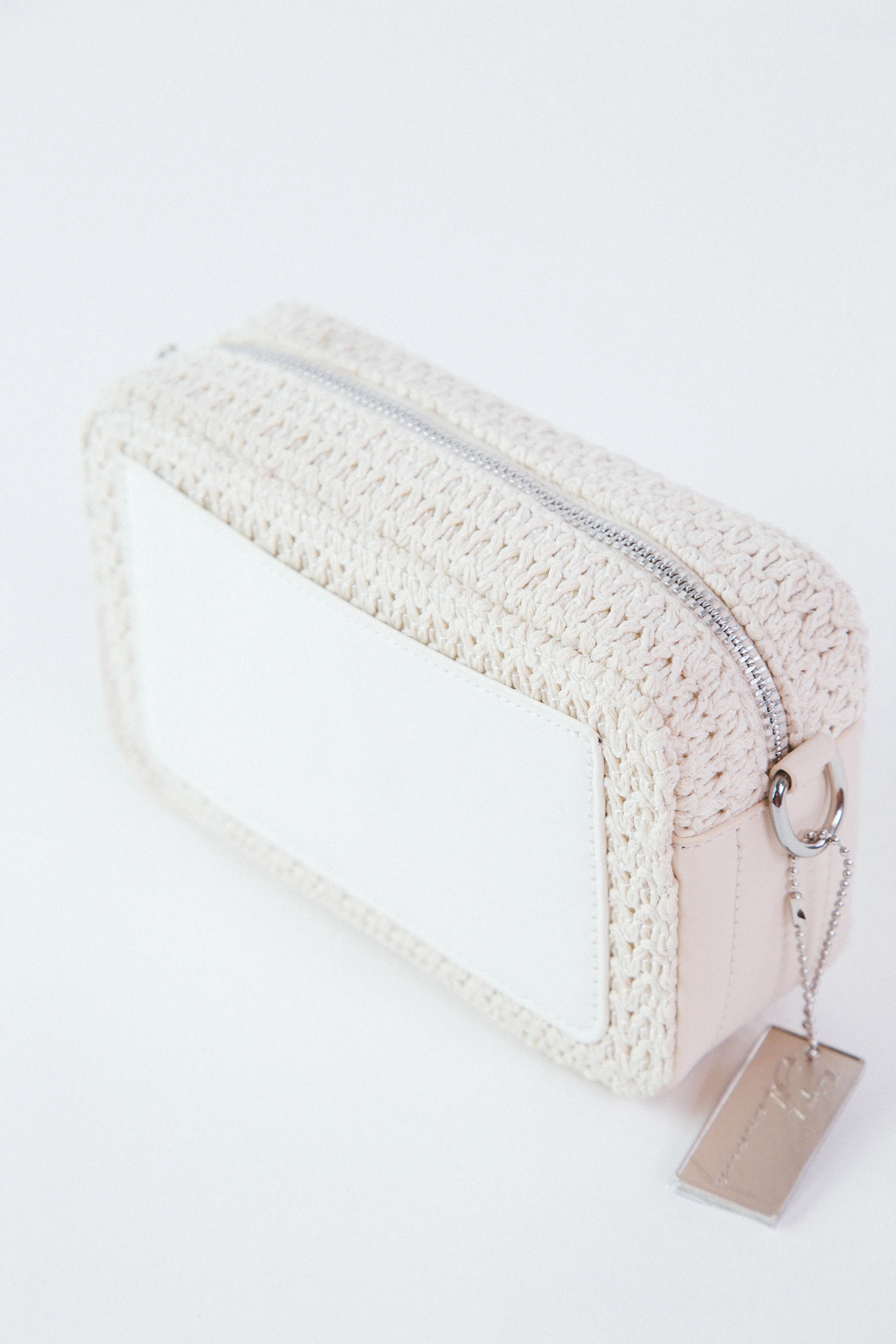 Mini Meme Crossbody Handbag, White Raffia | Vintage Havana
