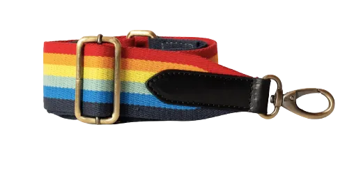 O My Bag - Rainbow Webbing Strap Black Leather