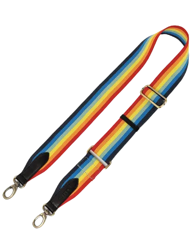 O My Bag - Rainbow Webbing Strap Black Leather