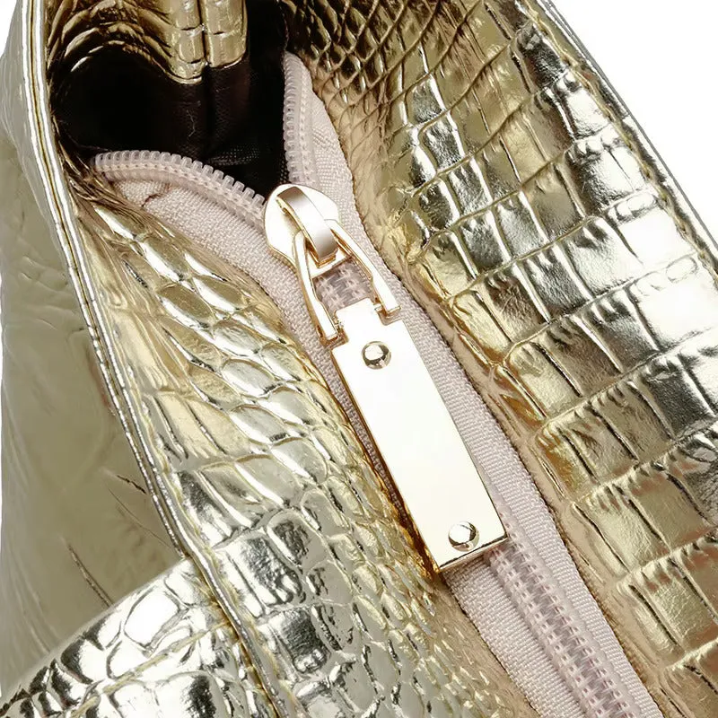 Shoulder Tote Handbag Large Capacity Work Bag Crocodile-Pattern