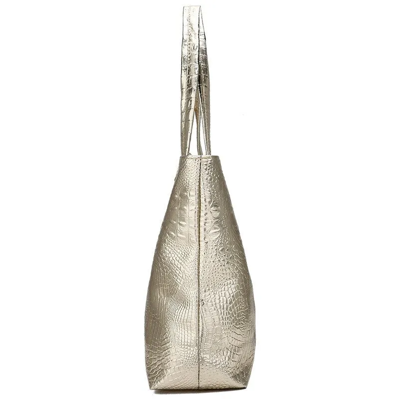 Shoulder Tote Handbag Large Capacity Work Bag Crocodile-Pattern