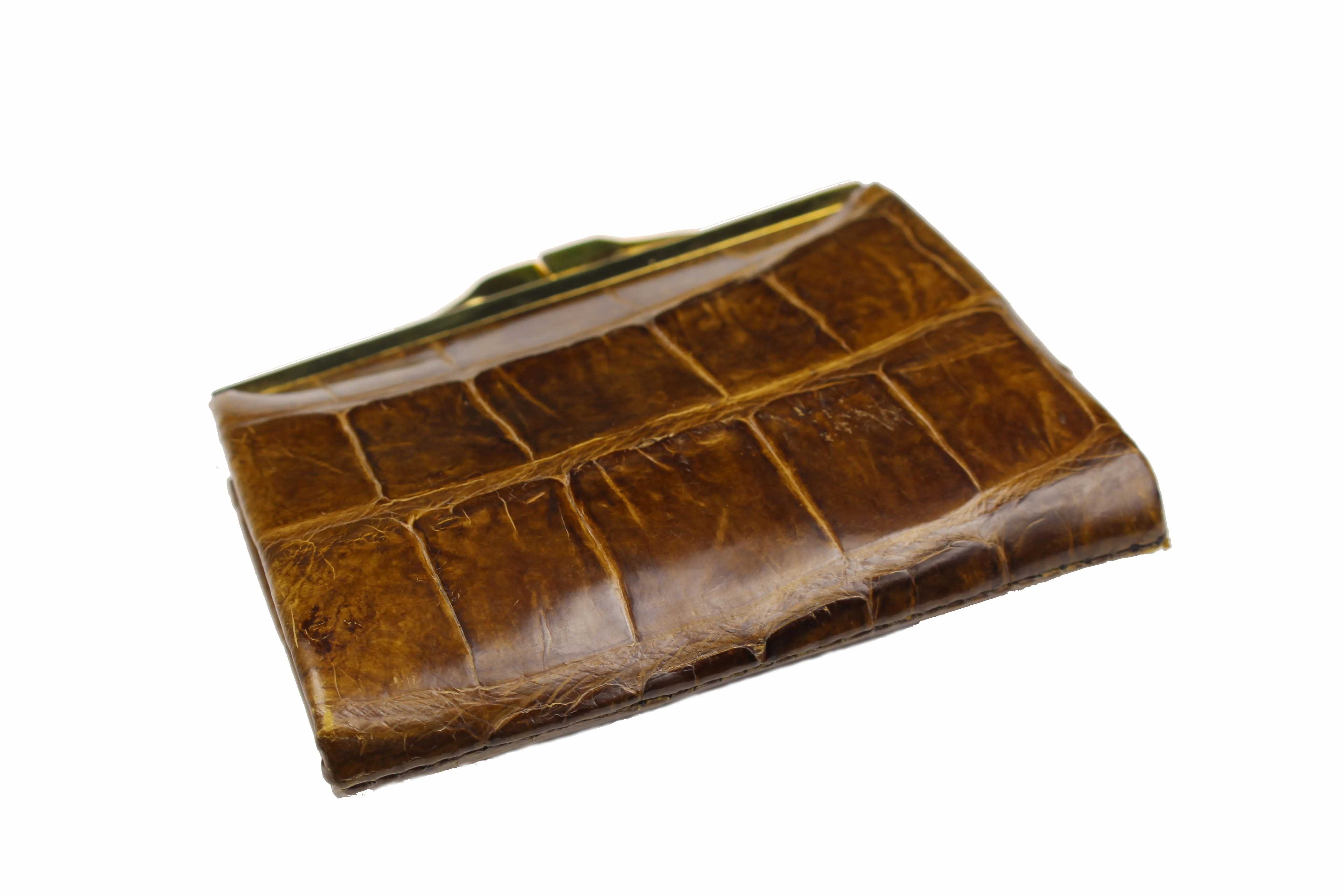 Tobacco crocodile skin coin purse
