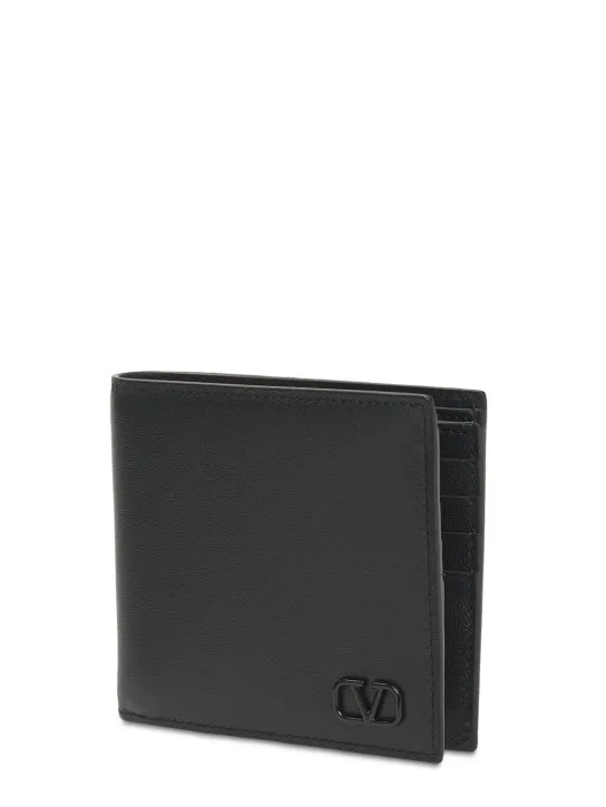 Valentino Garavani   Metal logo leather billfold wallet 