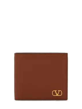 Valentino Garavani   Metal logo leather billfold wallet 